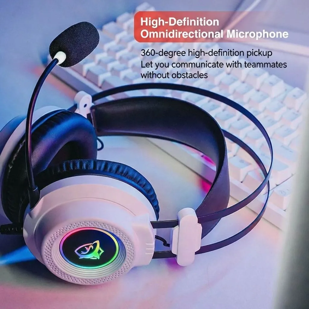 Sniper Shark Wired Over-Ear Gaming Headset with Microphone, USB RGB Light, Desktop PC Gaming Headphones thumbnail 7