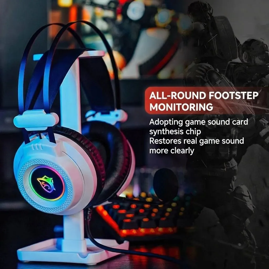 Sniper Shark Wired Over-Ear Gaming Headset with Microphone, USB RGB Light, Desktop PC Gaming Headphones thumbnail 4