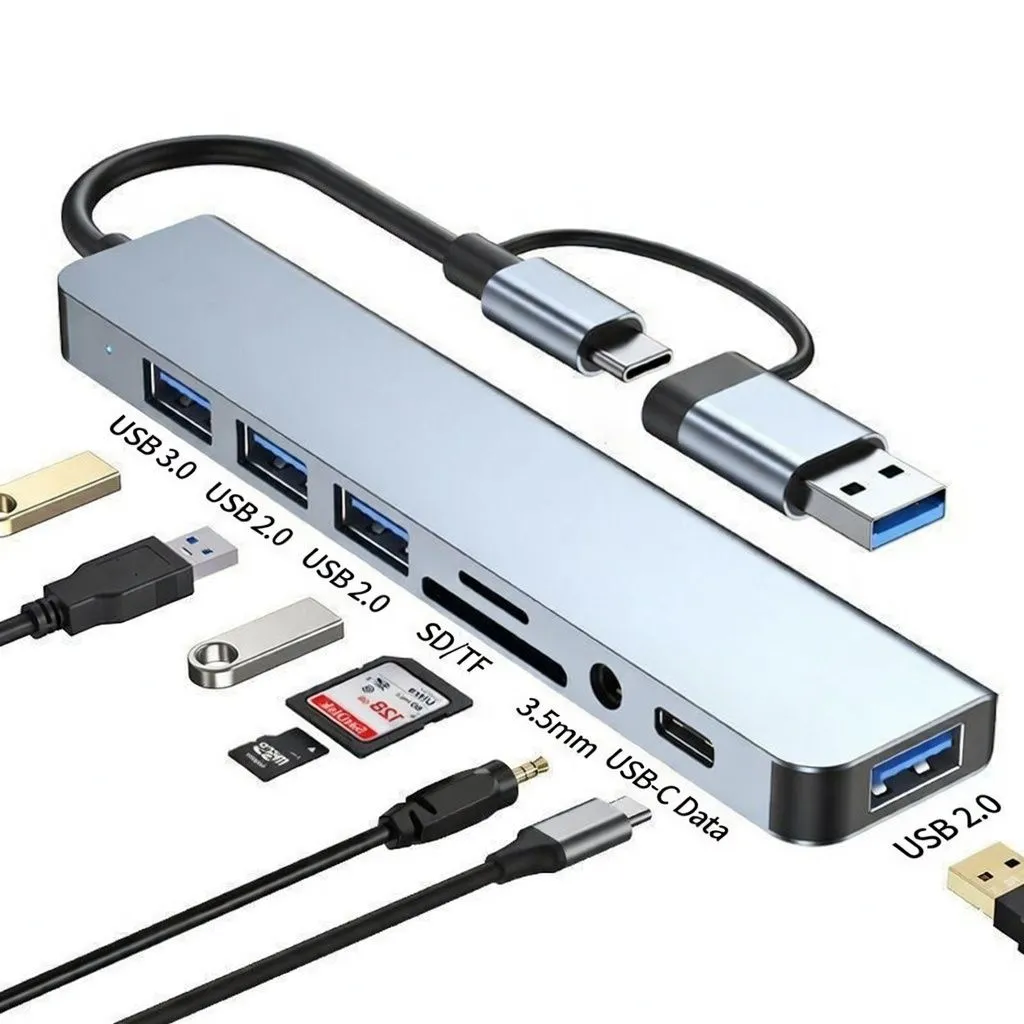 Type-C USB 3.0 Dual Port Hub Multi-Function Splitter Adapter for Laptop, Tablet, Keyboard, and Mouse