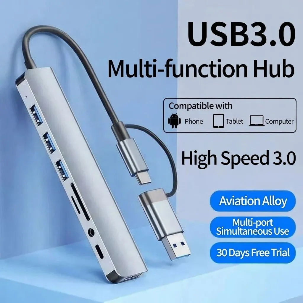Type-C USB 3.0 Dual Port Hub Multi-Function Splitter Adapter for Laptop, Tablet, Keyboard, and Mouse thumbnail 7